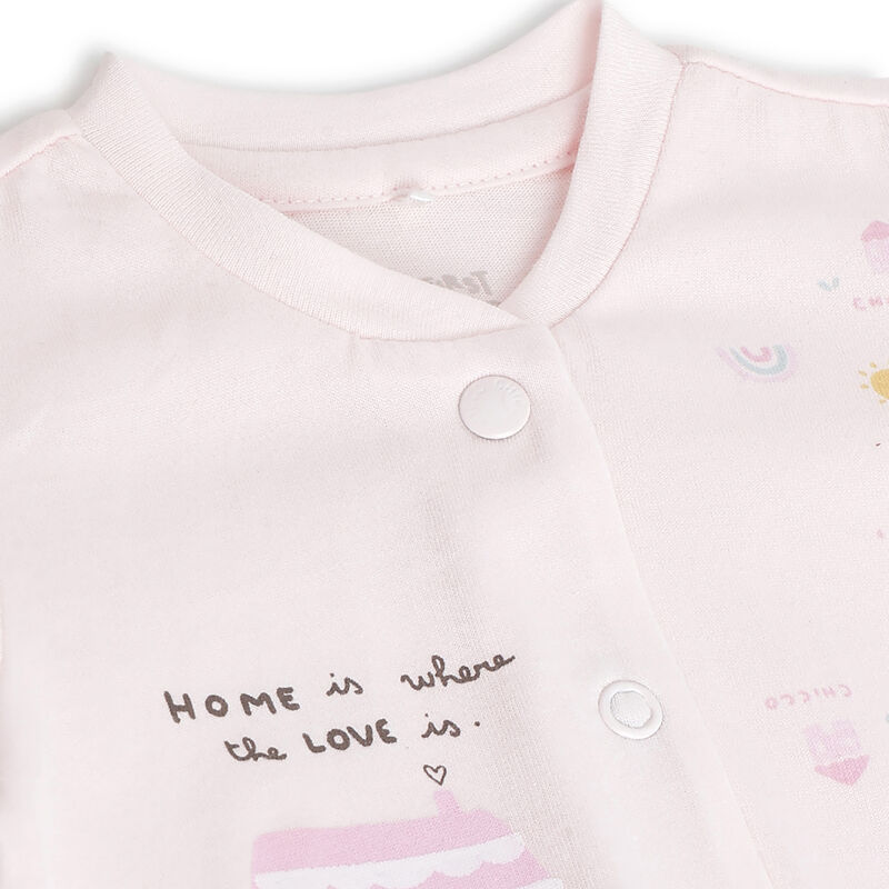 Girls Printed Front Opening Babysuit image number 2